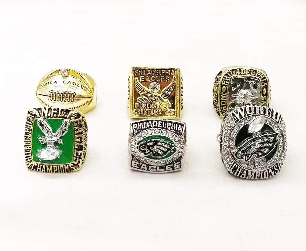 1948/1949/1960/1980/2004/2017 Philadelphia Eagles Replica Super Bowl Championship Rings Set